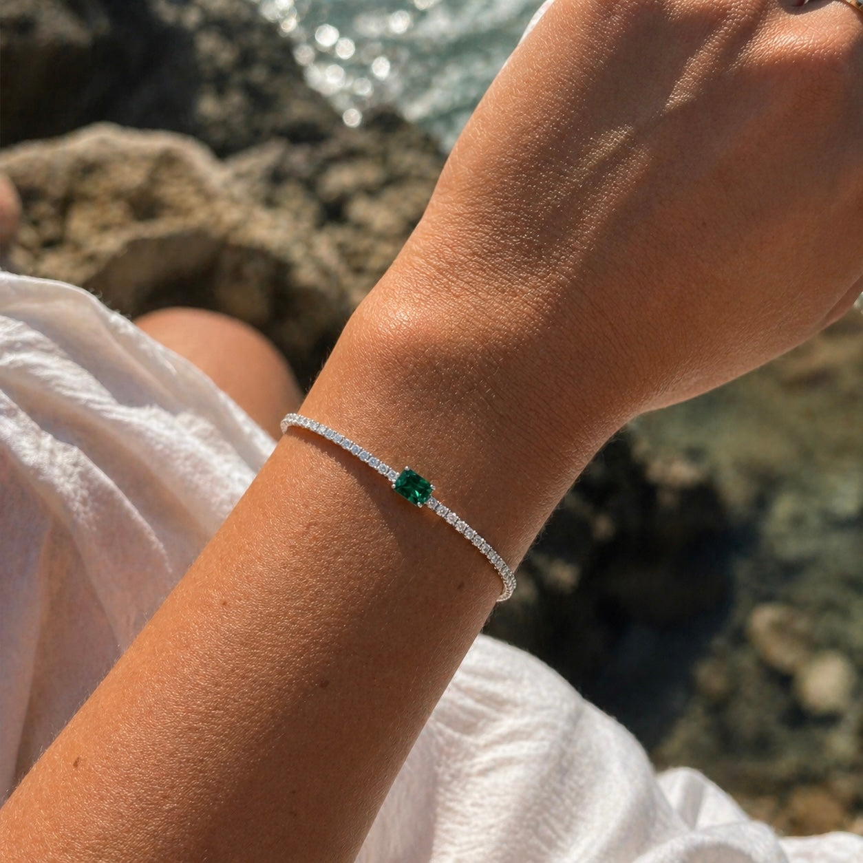 Ever After Emerald Tennis Bracelet Silver