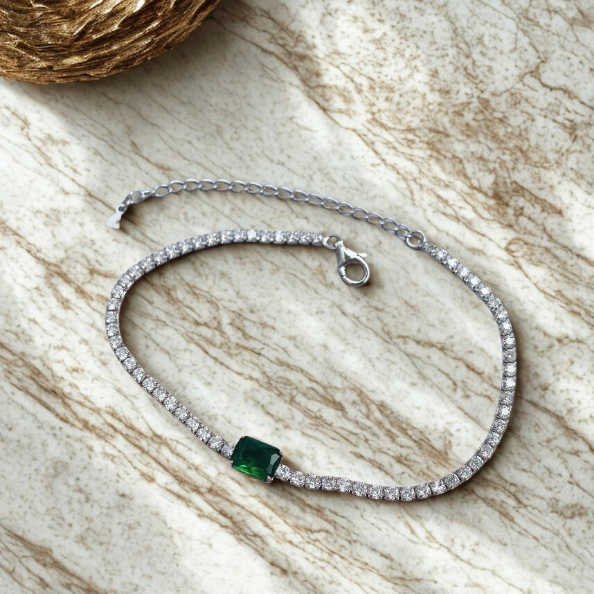 Ever After Emerald Tennis Bracelet Silver