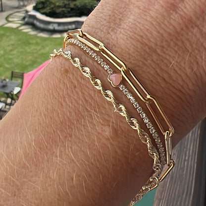 Coral Heart Diamond Tennis Bracelet