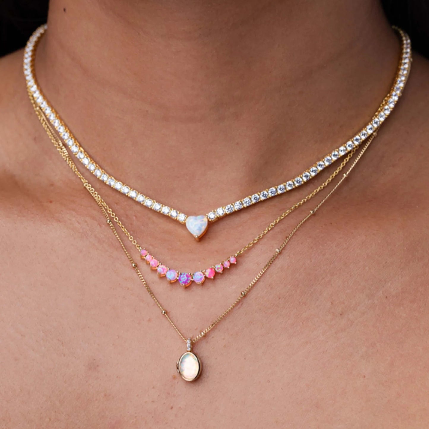 Pink Opal Ombre Cascade Necklace